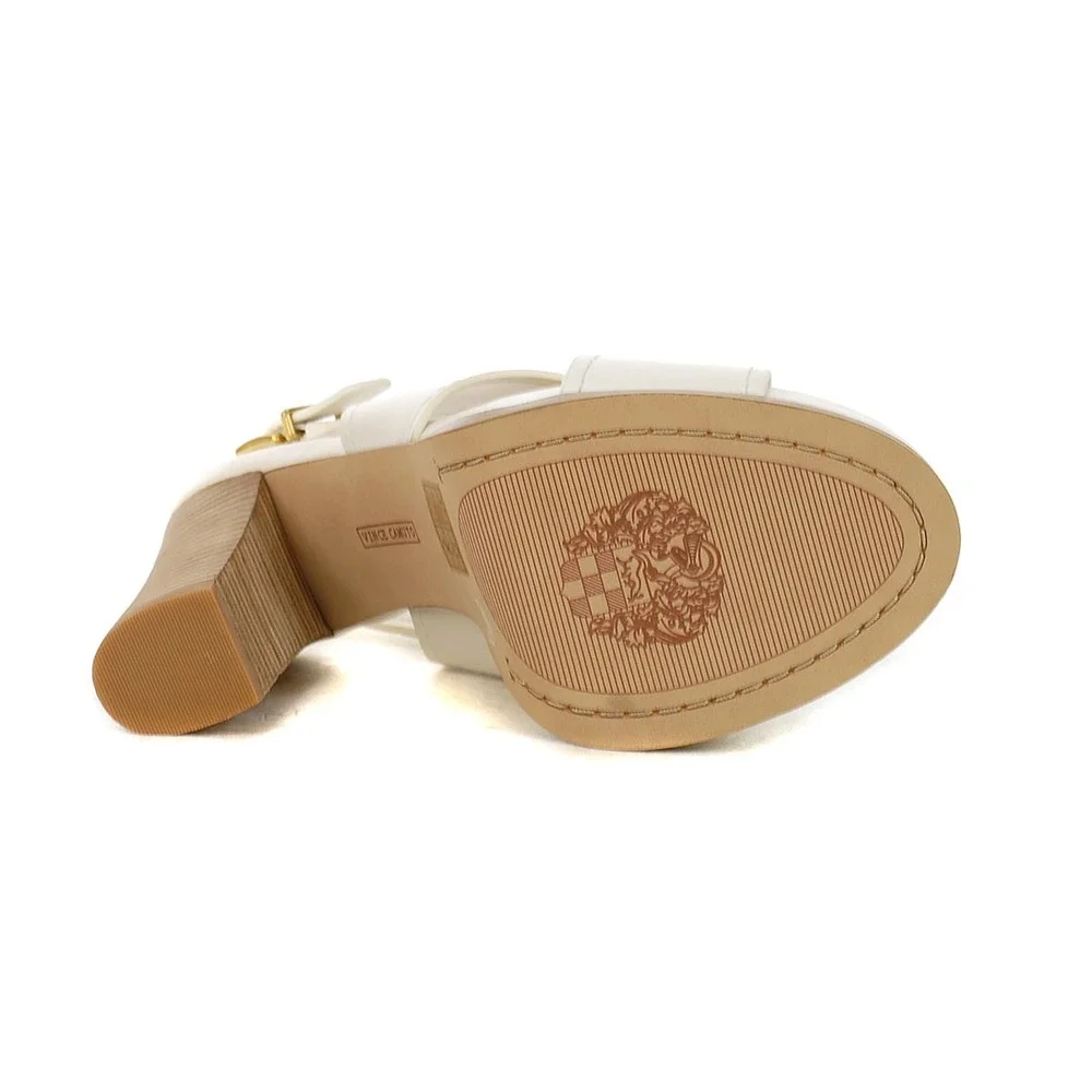 Vince Camuto White Leather Platform Slingback Chunky Heel‎ Sandals Women's 6M